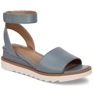 NEW-Giani Berdini Blue Constansia Memory Foam Ankle Wedge Sandals- New